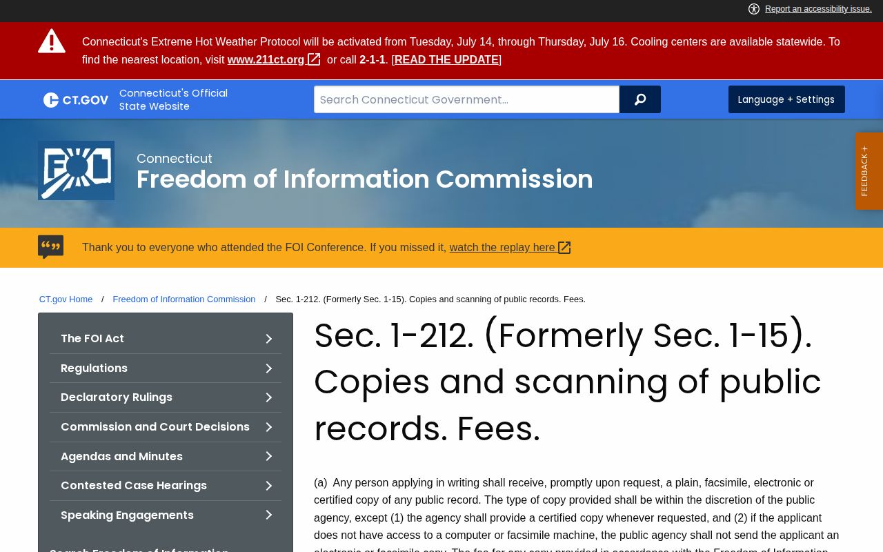 New London County released mugshots Connecticut public record fee guidance